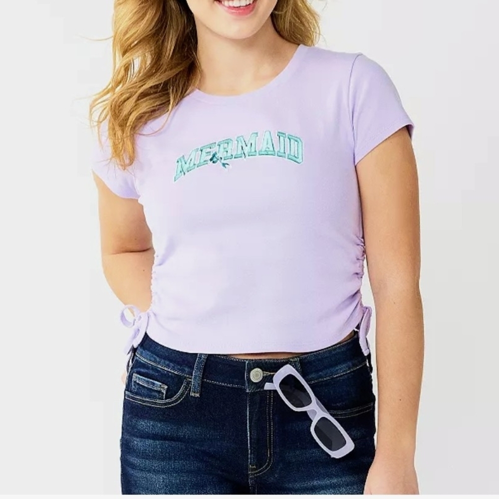 Lavender Mermaid Graphic Crop Top